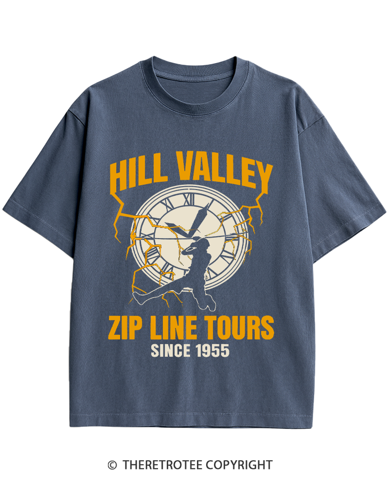 TheRetroTee Hill Valley Zip Line Tours 1980s Heavy Cotton T-Shirt