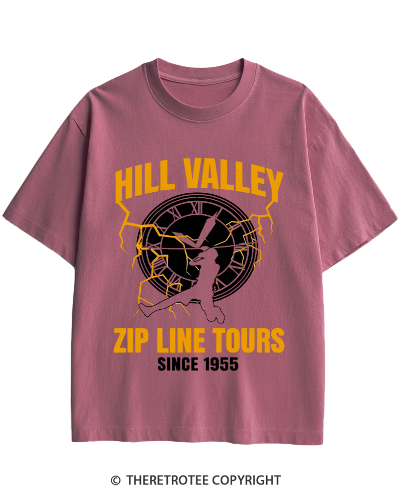 TheRetroTee Hill Valley Zip Line Tours 1980s Heavy Cotton T-Shirt