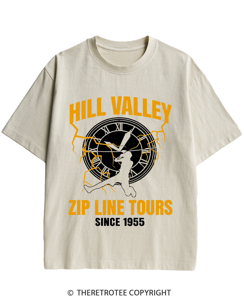 TheRetroTee Hill Valley Zip Line Tours 1980s Heavy Cotton T-Shirt