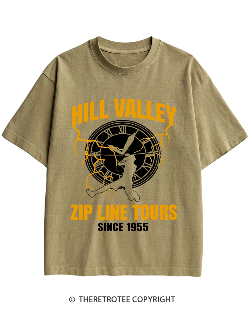 TheRetroTee Hill Valley Zip Line Tours 1980s Heavy Cotton T-Shirt