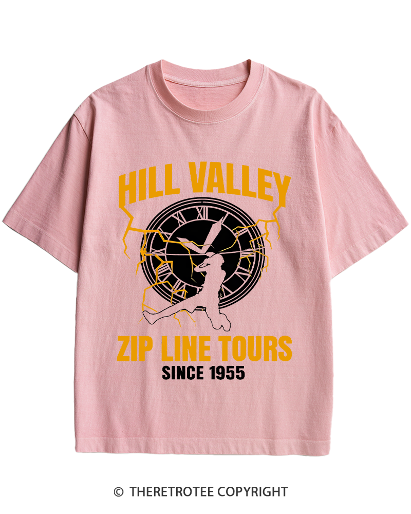 TheRetroTee Hill Valley Zip Line Tours 1980s Heavy Cotton T-Shirt