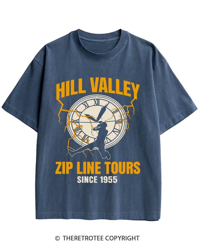 TheRetroTee Hill Valley Zip Line Tours 1980s Heavy Cotton T-Shirt