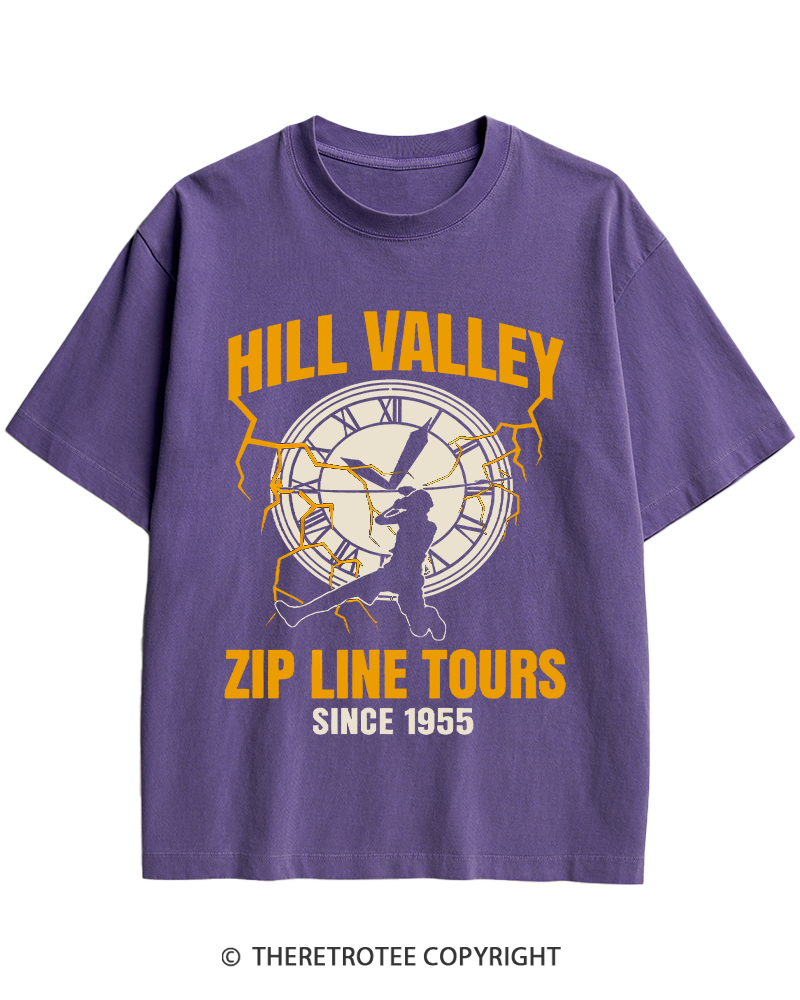 TheRetroTee Hill Valley Zip Line Tours 1980s Heavy Cotton T-Shirt