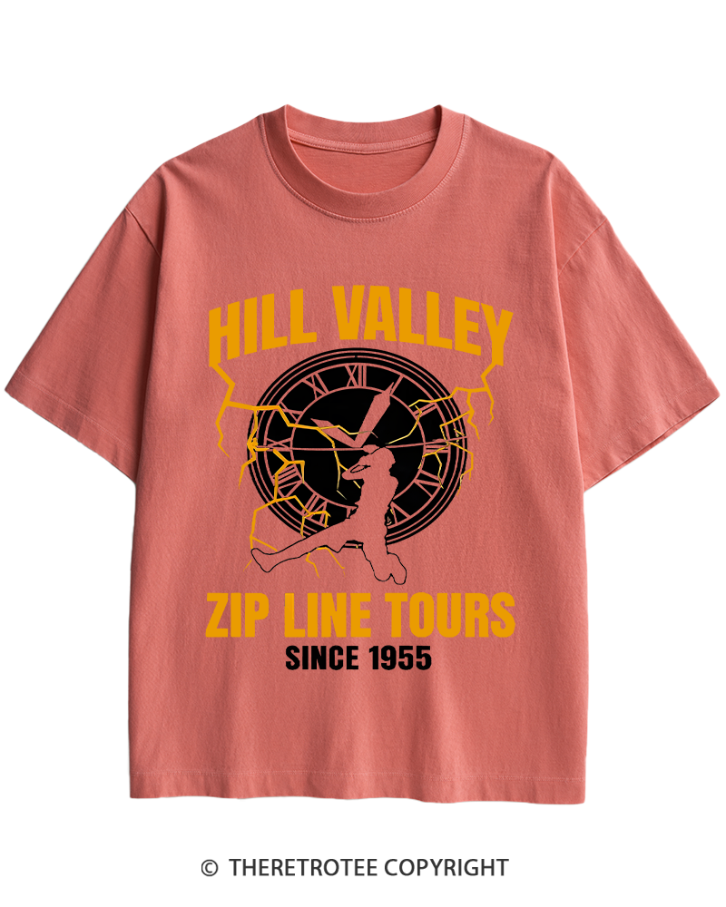 TheRetroTee Hill Valley Zip Line Tours 1980s Heavy Cotton T-Shirt
