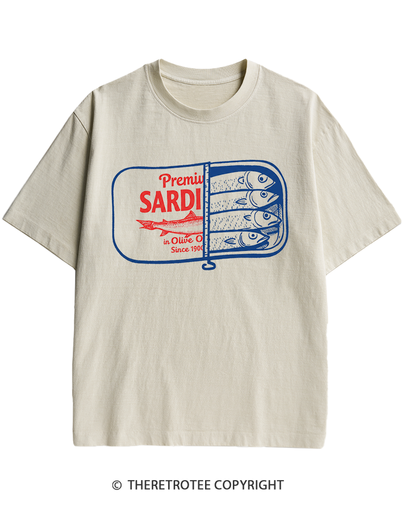 TheRetroTee Sardines 1930s Heavy Cotton T-Shirt