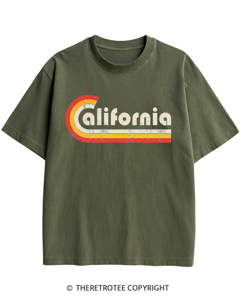 TheRetroTee Happy California Holiday Vintage Graphic Heavy Cotton T-Shirt