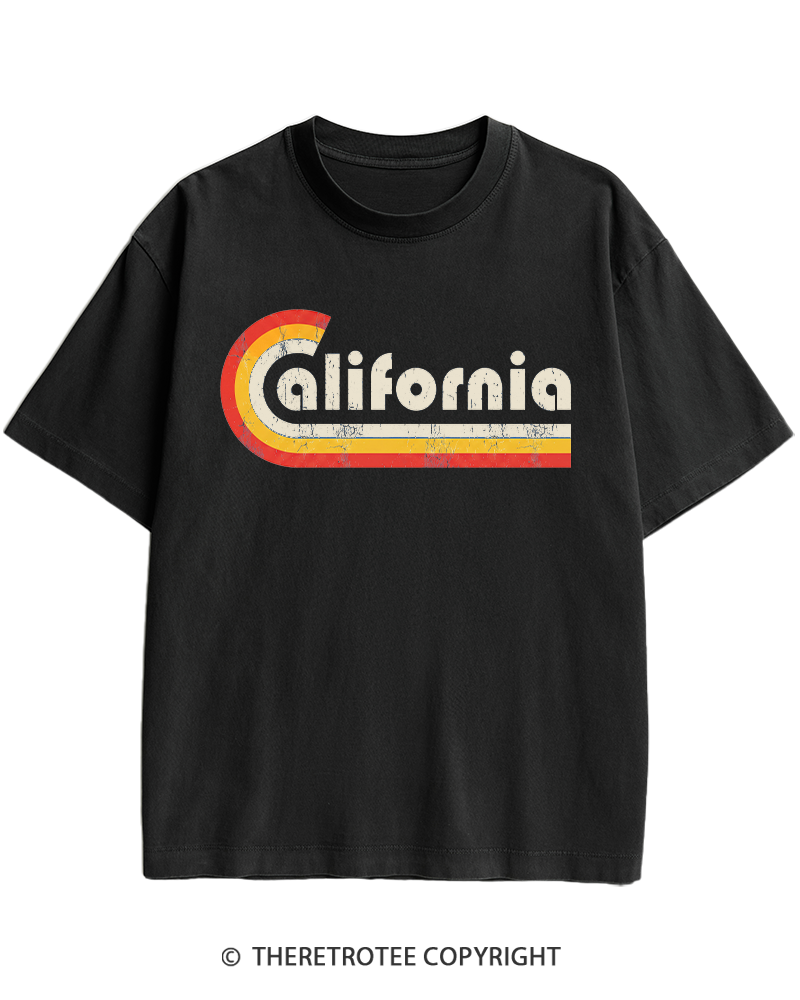 TheRetroTee Happy California Holiday Vintage Graphic Heavy Cotton T-Shirt