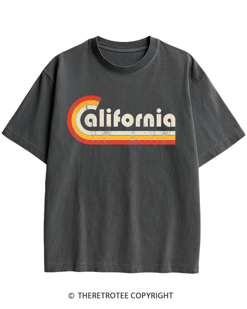 TheRetroTee Happy California Holiday Vintage Graphic Heavy Cotton T-Shirt