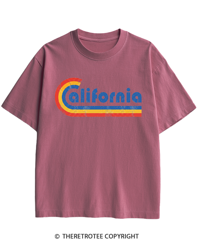 TheRetroTee Happy California Holiday Vintage Graphic Heavy Cotton T-Shirt