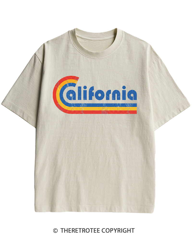 TheRetroTee Happy California Holiday Vintage Graphic Heavy Cotton T-Shirt
