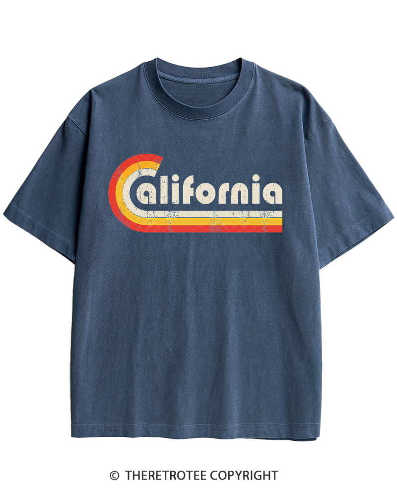 TheRetroTee Happy California Holiday Vintage Graphic Heavy Cotton T-Shirt