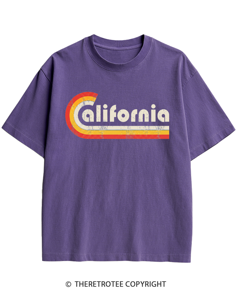 TheRetroTee Happy California Holiday Vintage Graphic Heavy Cotton T-Shirt