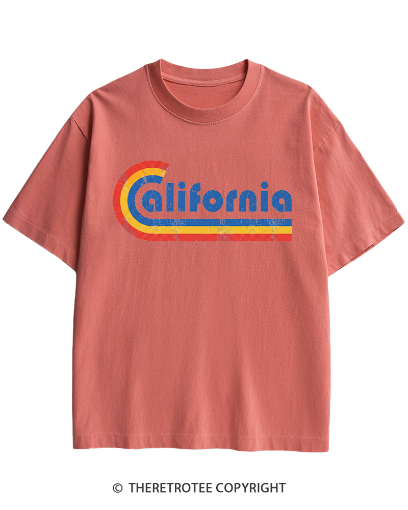 TheRetroTee Happy California Holiday Vintage Graphic Heavy Cotton T-Shirt