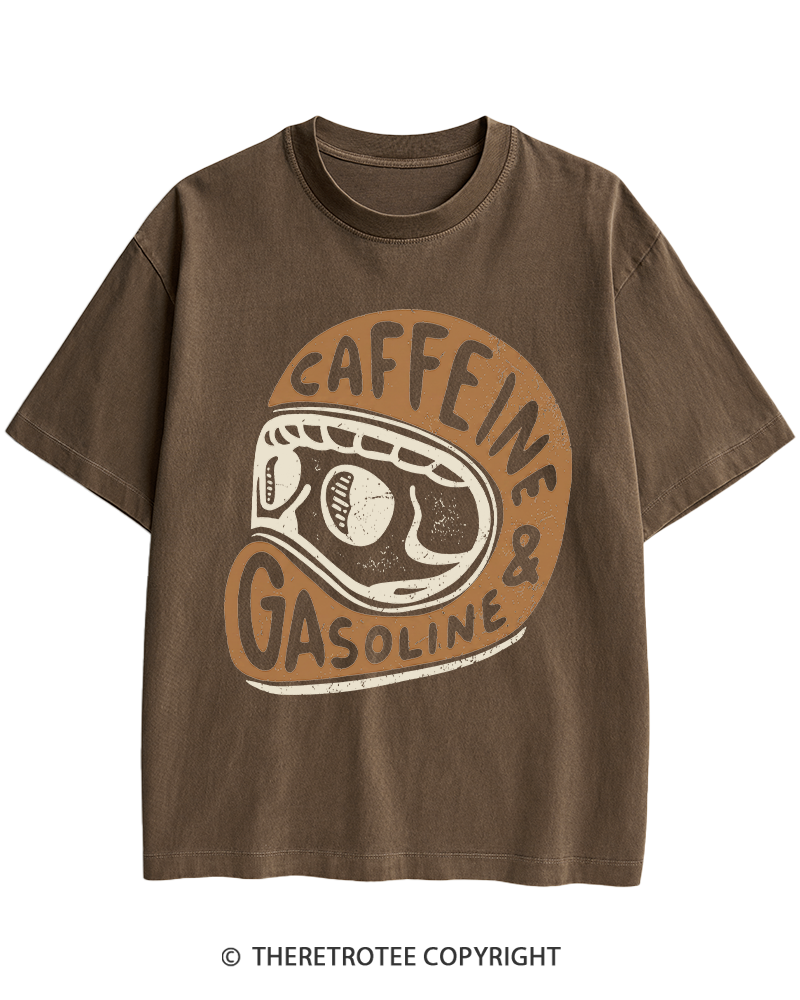 TheRetroTee Caffeine & Gasoline 1980s Heavy Cotton T-Shirt