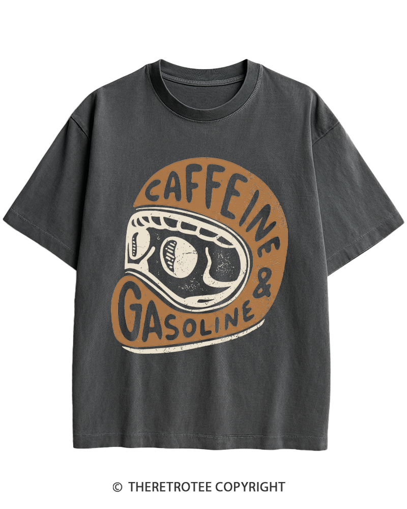 TheRetroTee Caffeine & Gasoline 1980s Heavy Cotton T-Shirt