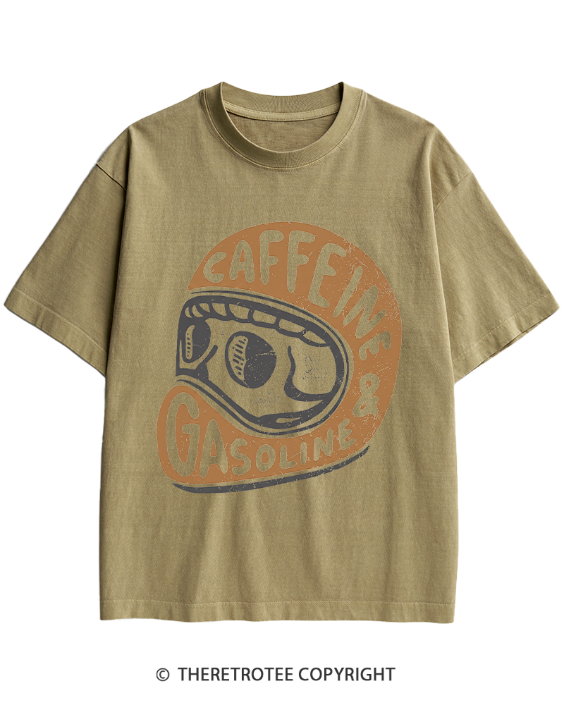 TheRetroTee Caffeine & Gasoline 1980s Heavy Cotton T-Shirt