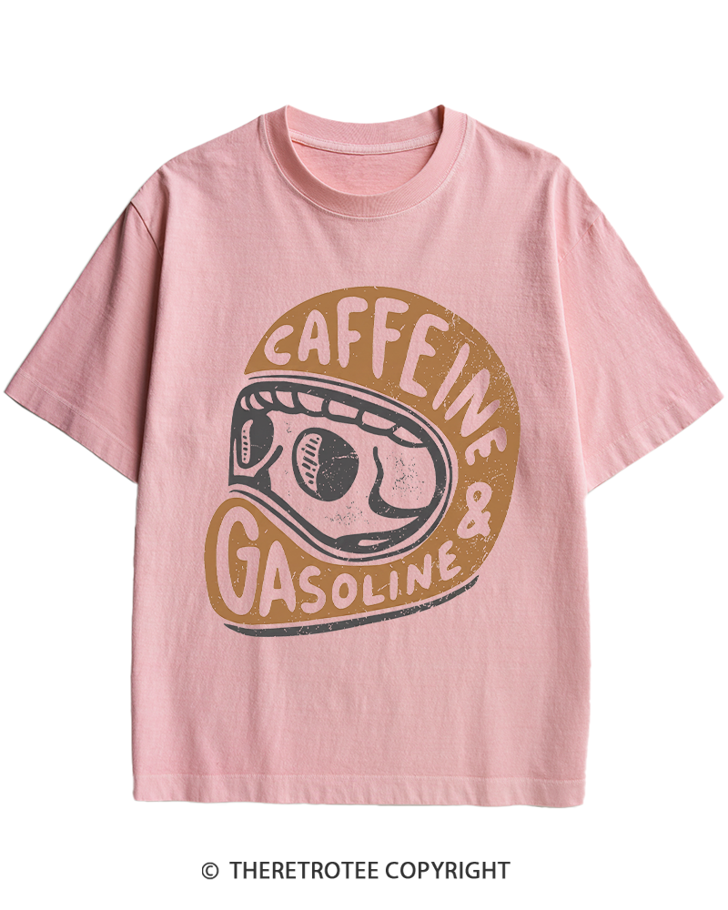 TheRetroTee Caffeine & Gasoline 1980s Heavy Cotton T-Shirt