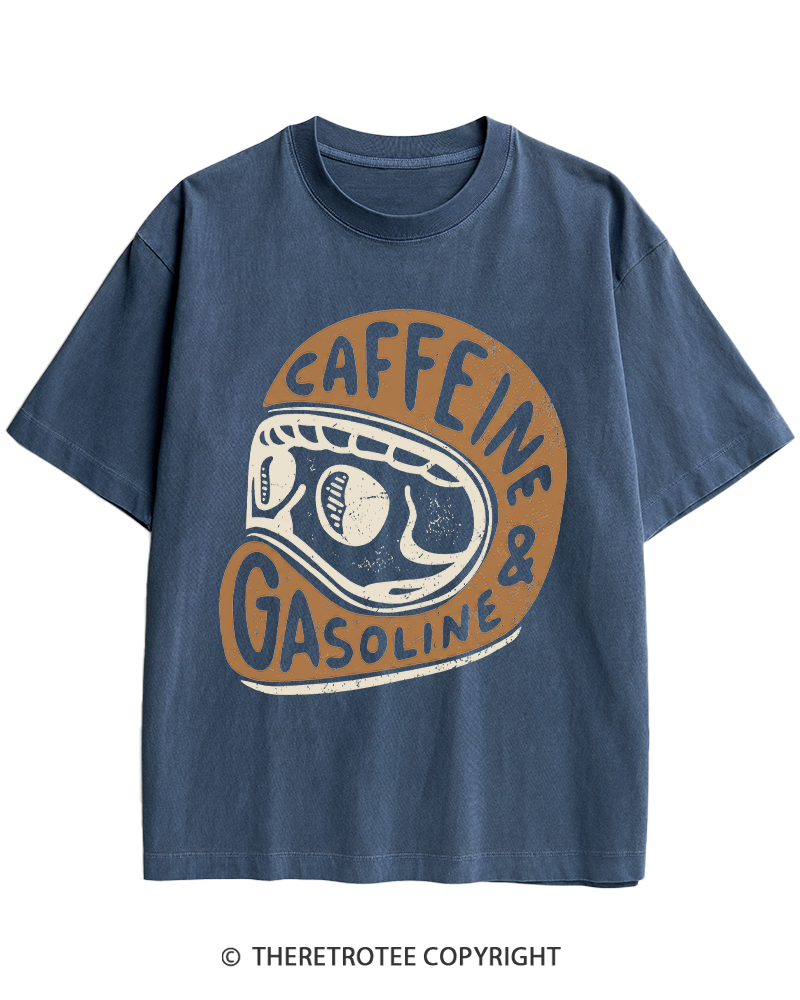 TheRetroTee Caffeine & Gasoline 1980s Heavy Cotton T-Shirt