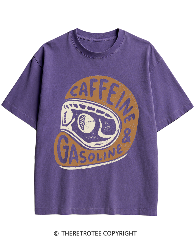 TheRetroTee Caffeine & Gasoline 1980s Heavy Cotton T-Shirt