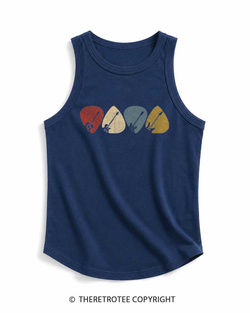 TheRetroTee Guitar Pick Gift For Guitarist 1980s Tank Top