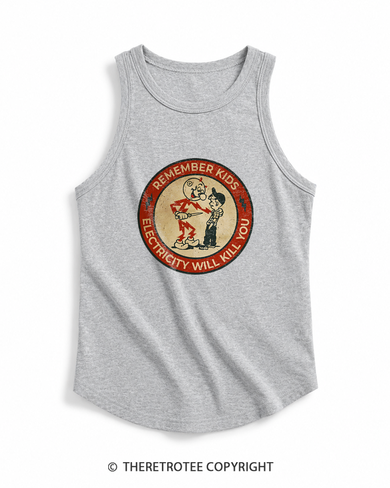TheRetroTee Electricity Will Kill You Kids 1950s Tank Top