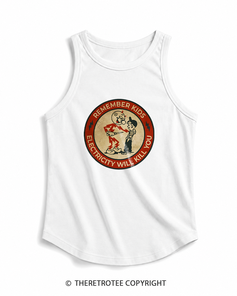 TheRetroTee Electricity Will Kill You Kids 1950s Tank Top