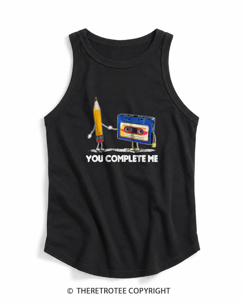 TheRetroTee You Complete Me Pencil & Cassette 1980s Tank Top
