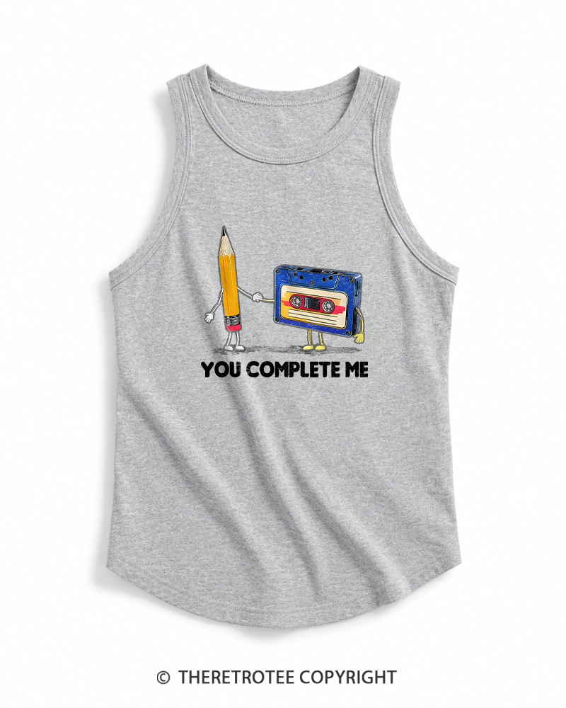 TheRetroTee You Complete Me Pencil & Cassette 1980s Tank Top