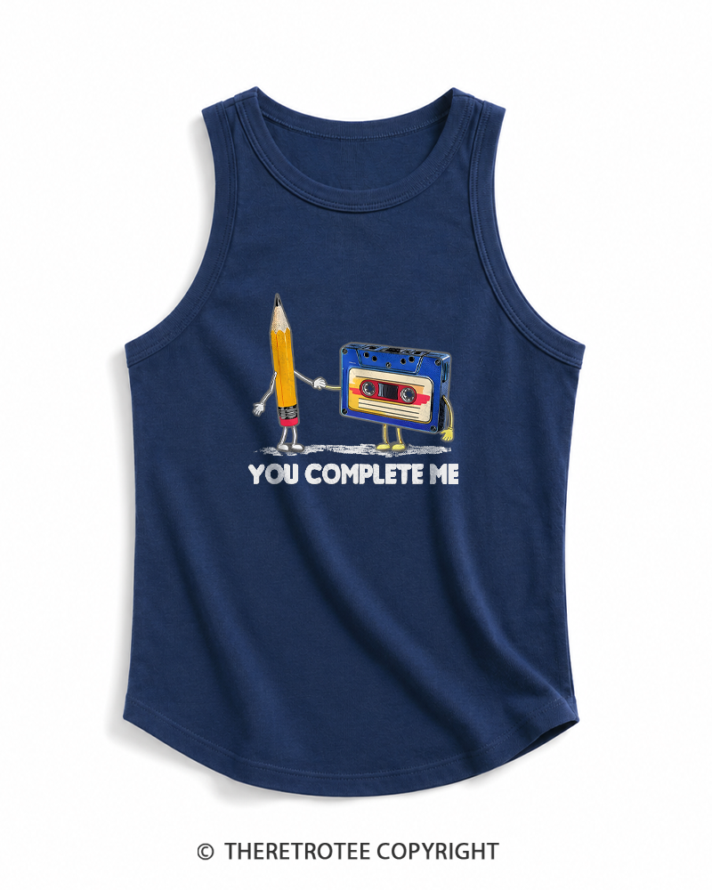 TheRetroTee You Complete Me Pencil & Cassette 1980s Tank Top