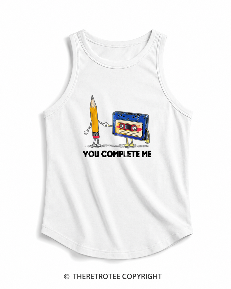TheRetroTee You Complete Me Pencil & Cassette 1980s Tank Top