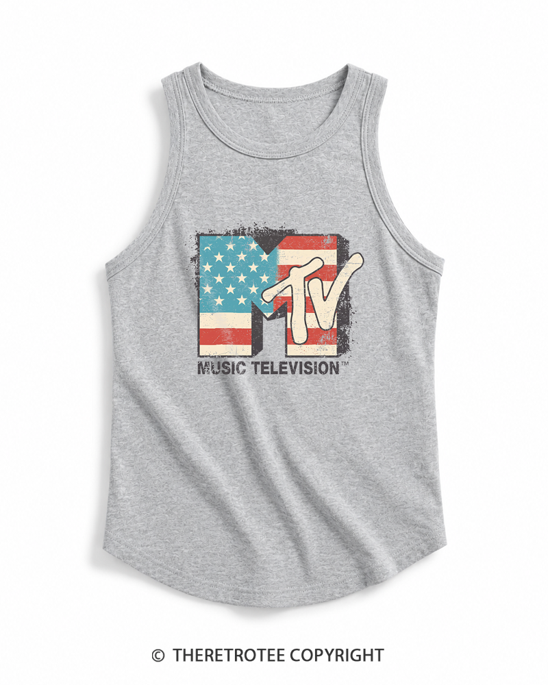 TheRetroTee American Flag Logo 1980s Tank Top