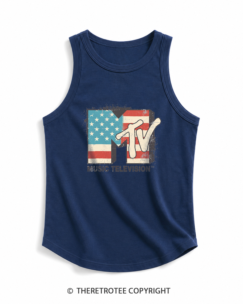 TheRetroTee American Flag Logo 1980s Tank Top