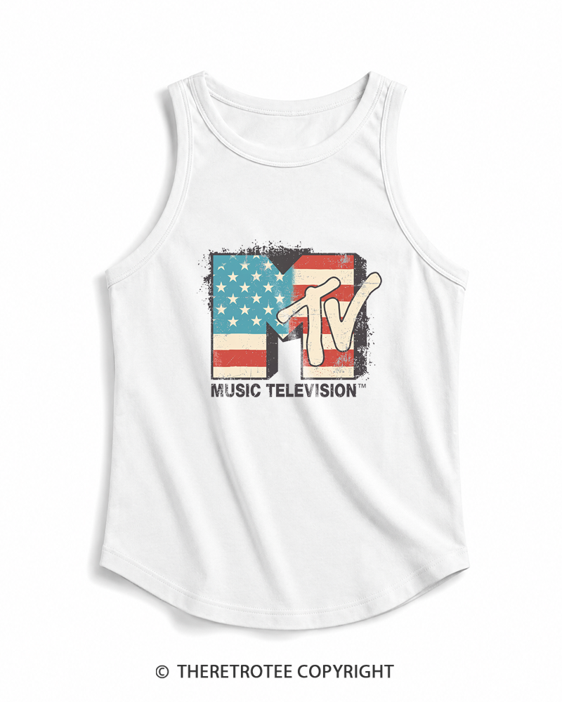 TheRetroTee American Flag Logo 1980s Tank Top