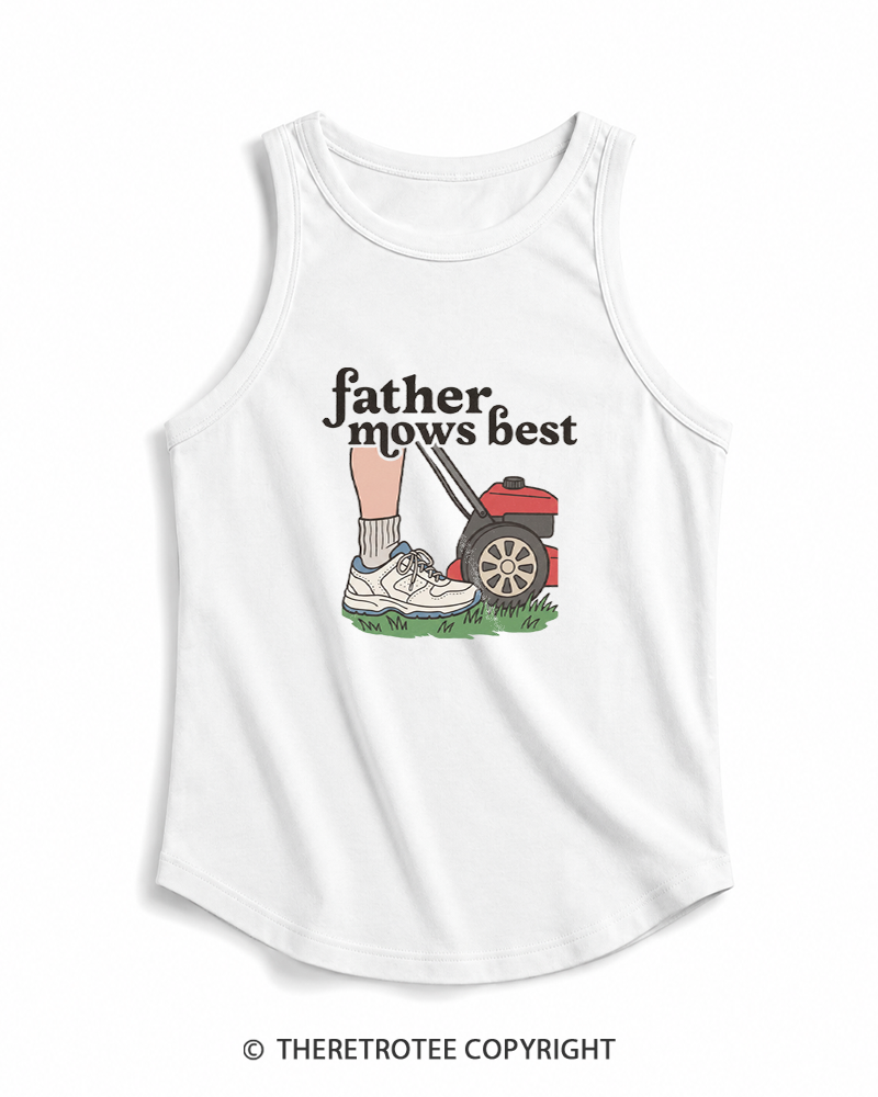 TheRetroTee Father Mows Best 1950s Tank Top