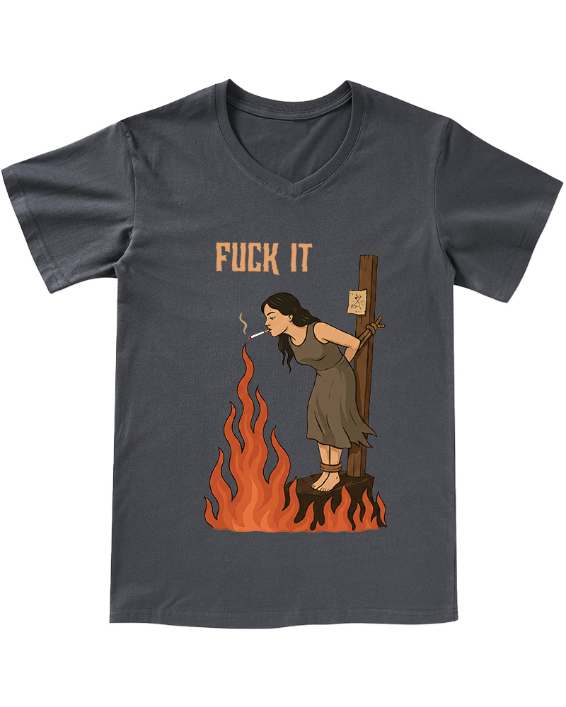 TheRetroTee Fuck It 1970s V-neck T-Shirt