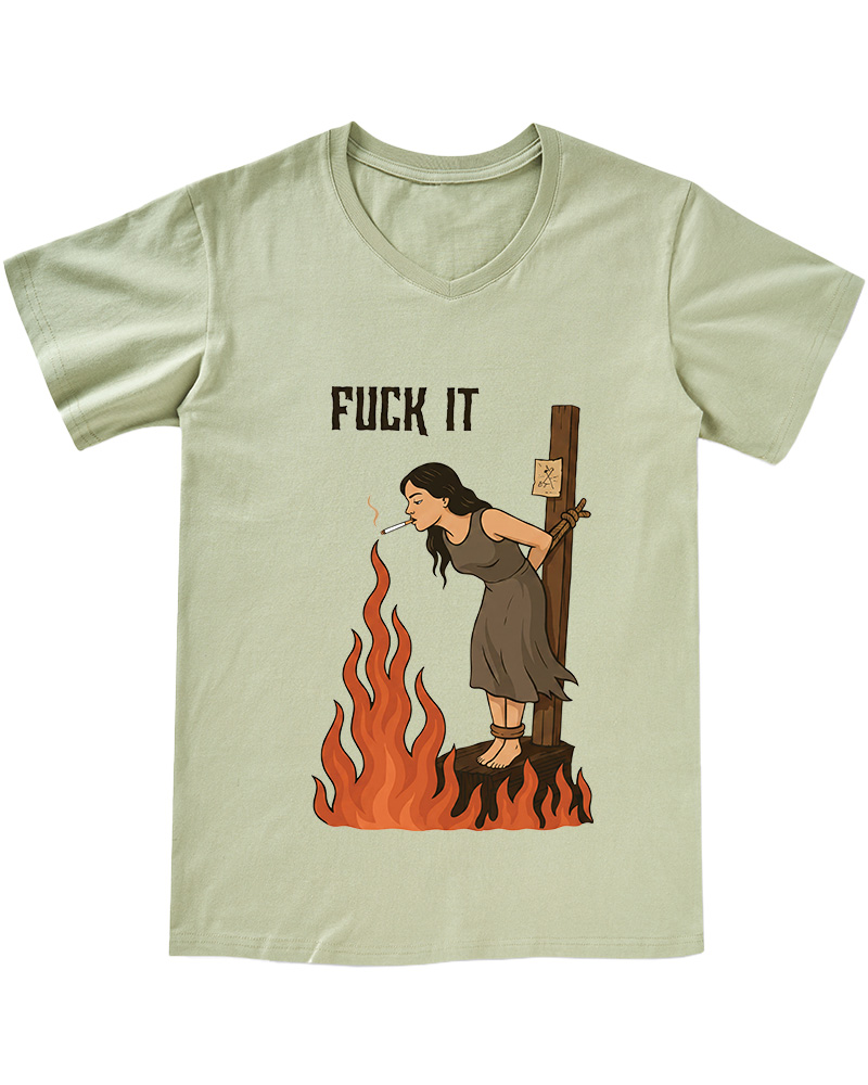 TheRetroTee Fuck It 1970s V-neck T-Shirt