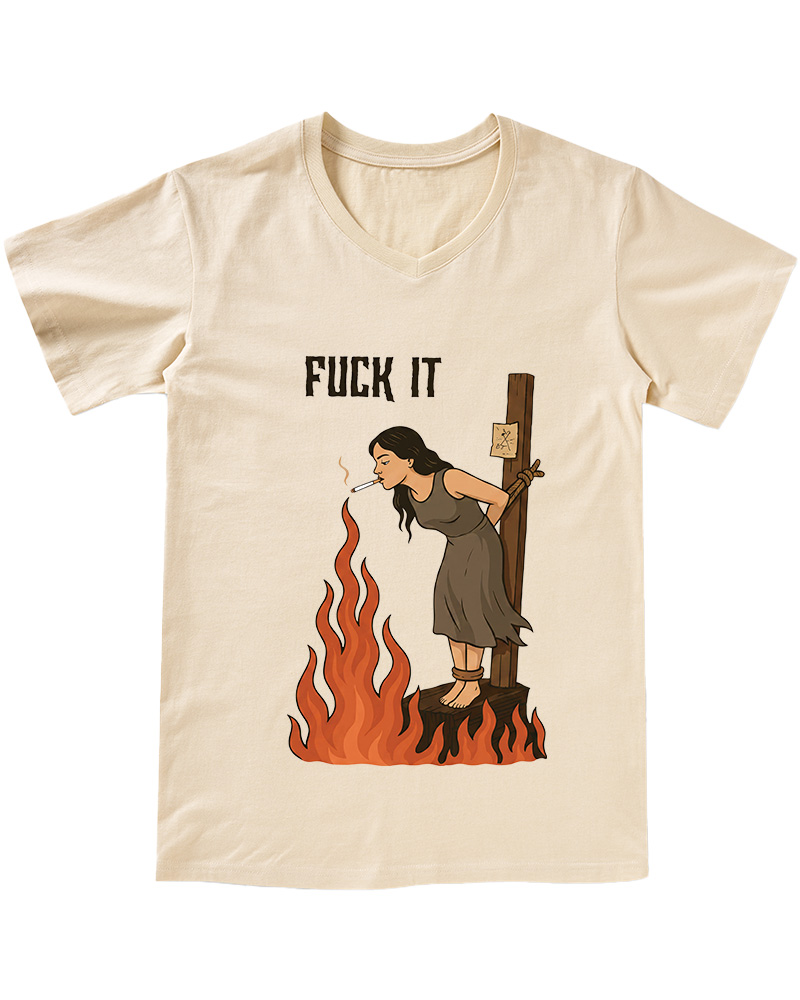 TheRetroTee Fuck It 1970s V-neck T-Shirt