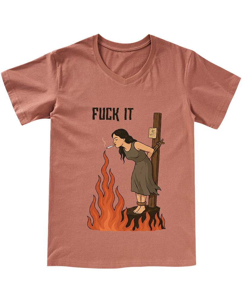 TheRetroTee Fuck It 1970s V-neck T-Shirt