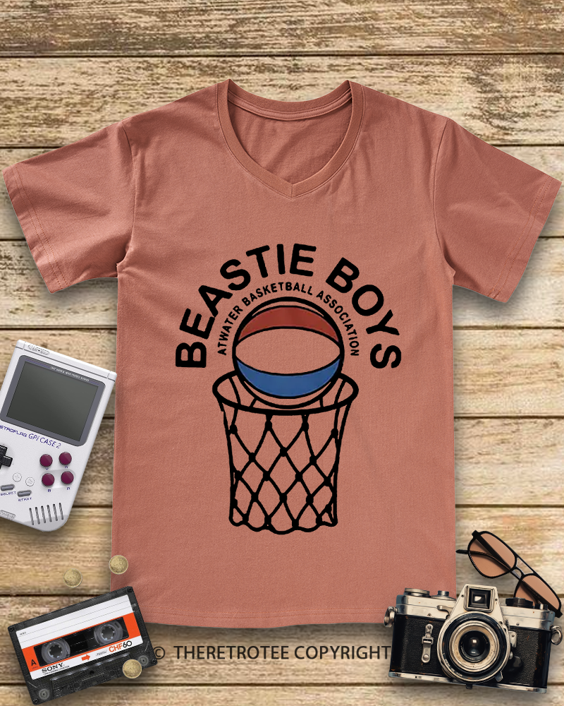 TheRetroTee Atwater Basketball Association Beastie Boys 1980s V-neck T-shirt