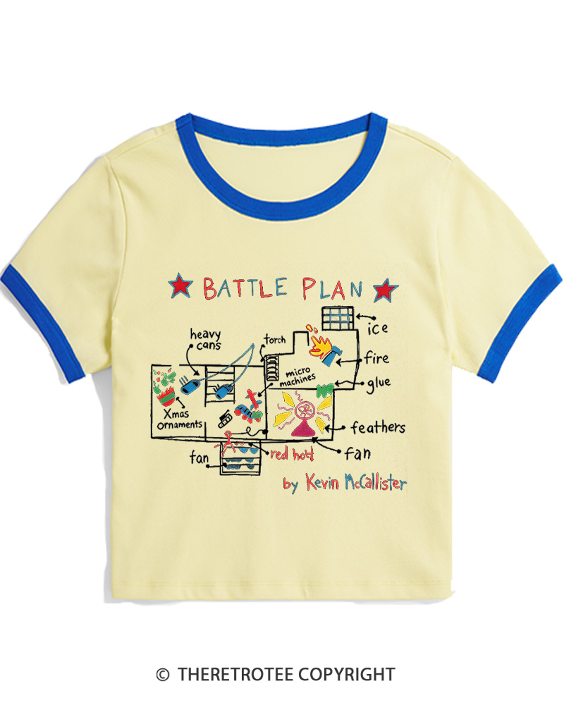 TheRetroTee Battle Plan 1990s Christmas Women Ringer T-shirt