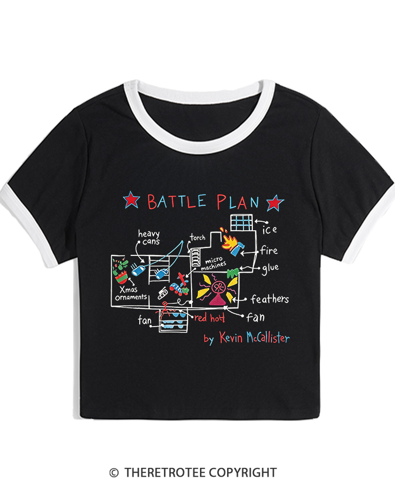 TheRetroTee Battle Plan 1990s Christmas Women Ringer T-shirt