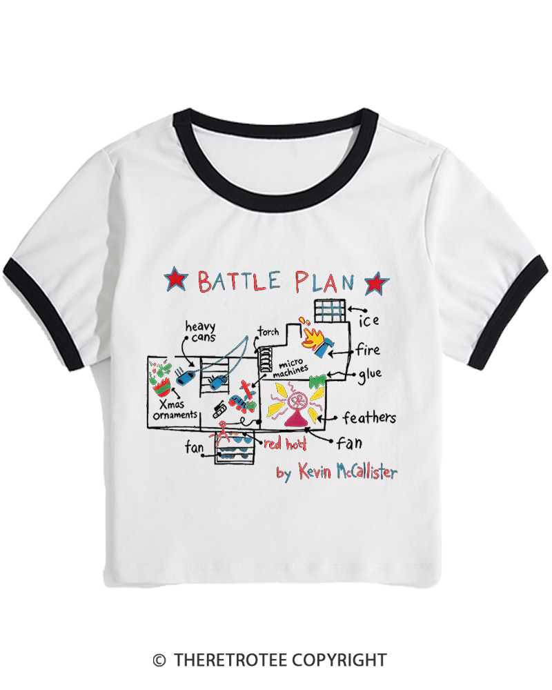 TheRetroTee Battle Plan 1990s Christmas Women Ringer T-shirt