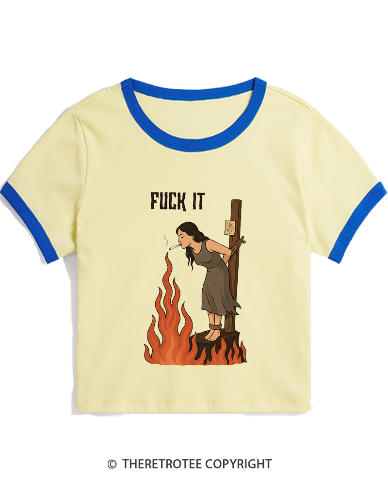TheRetroTee Fuck It 1970s Women Ringer T-shirt