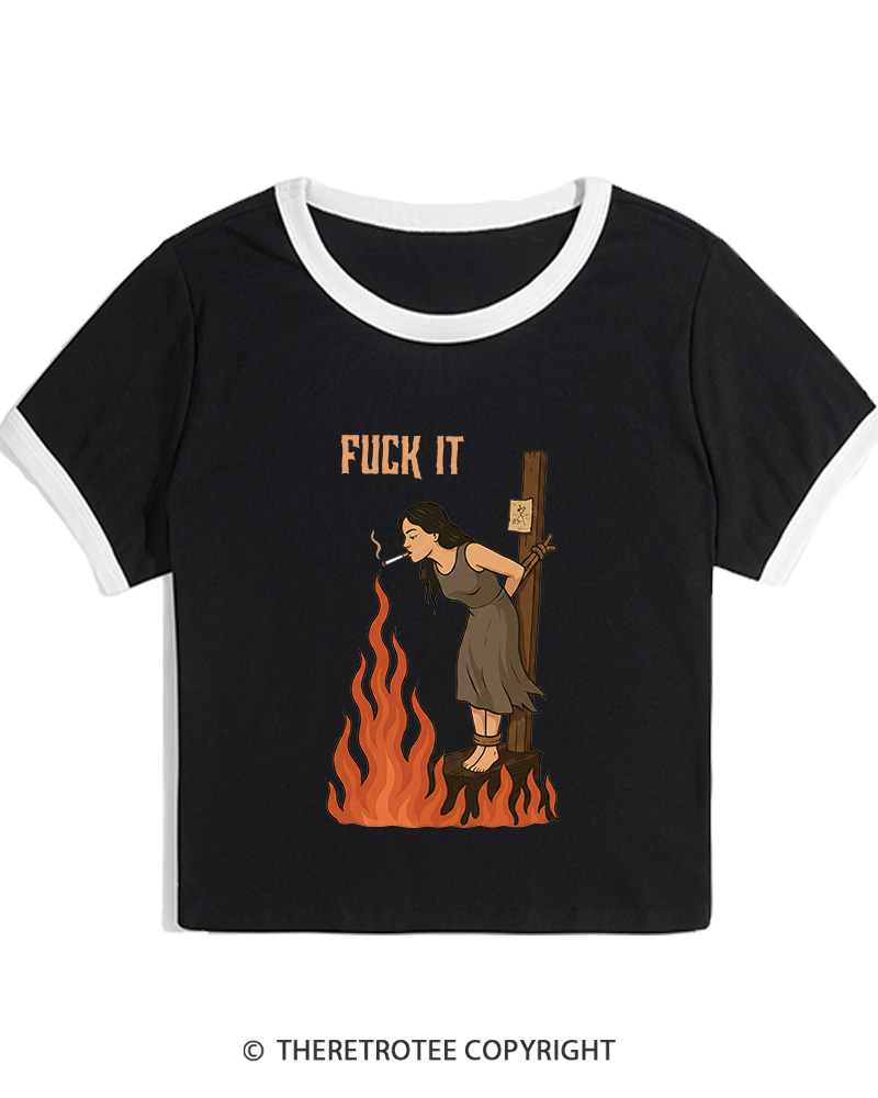 TheRetroTee Fuck It 1970s Women Ringer T-shirt