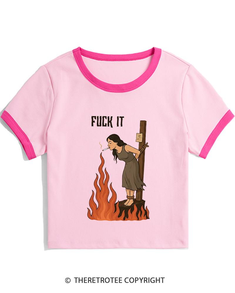 TheRetroTee Fuck It 1970s Women Ringer T-shirt