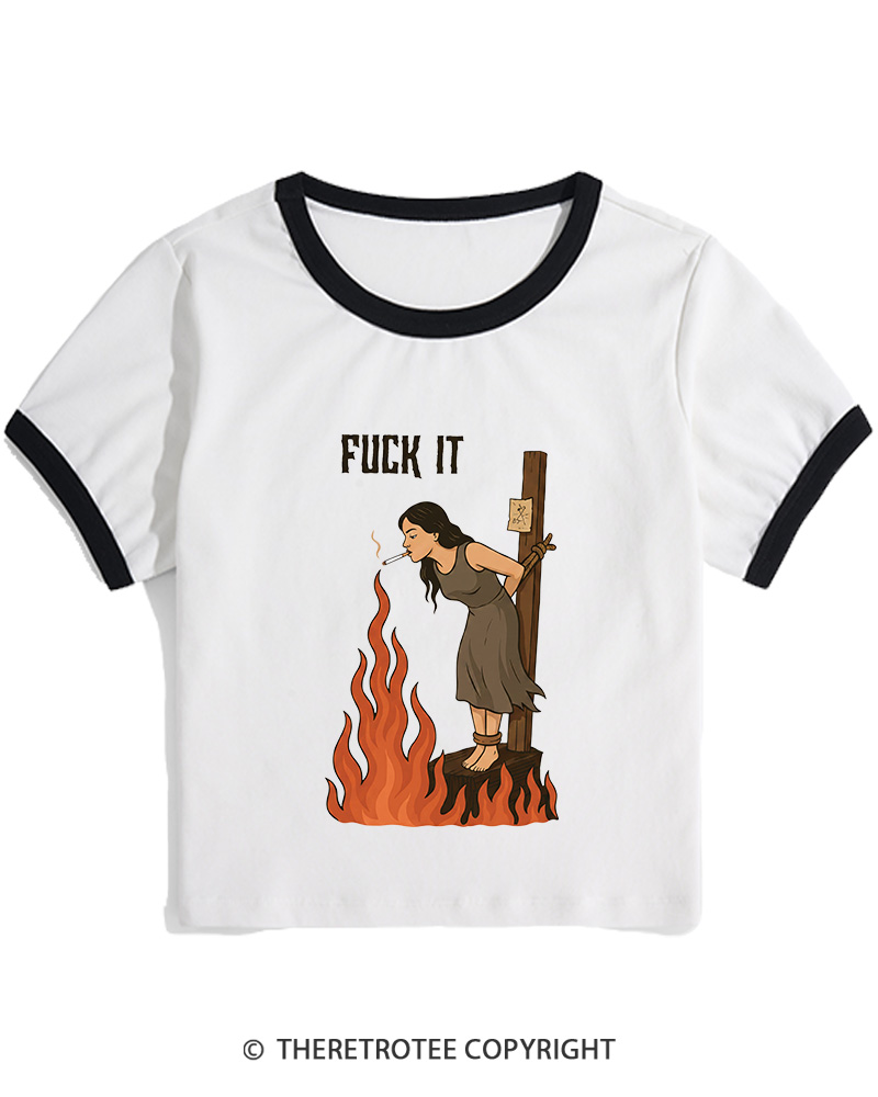TheRetroTee Fuck It 1970s Women Ringer T-shirt