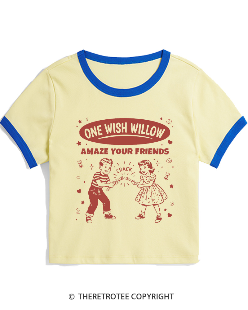 TheRetroTee One Wish Willow Vintage Halloween Women Ringer T-shirt