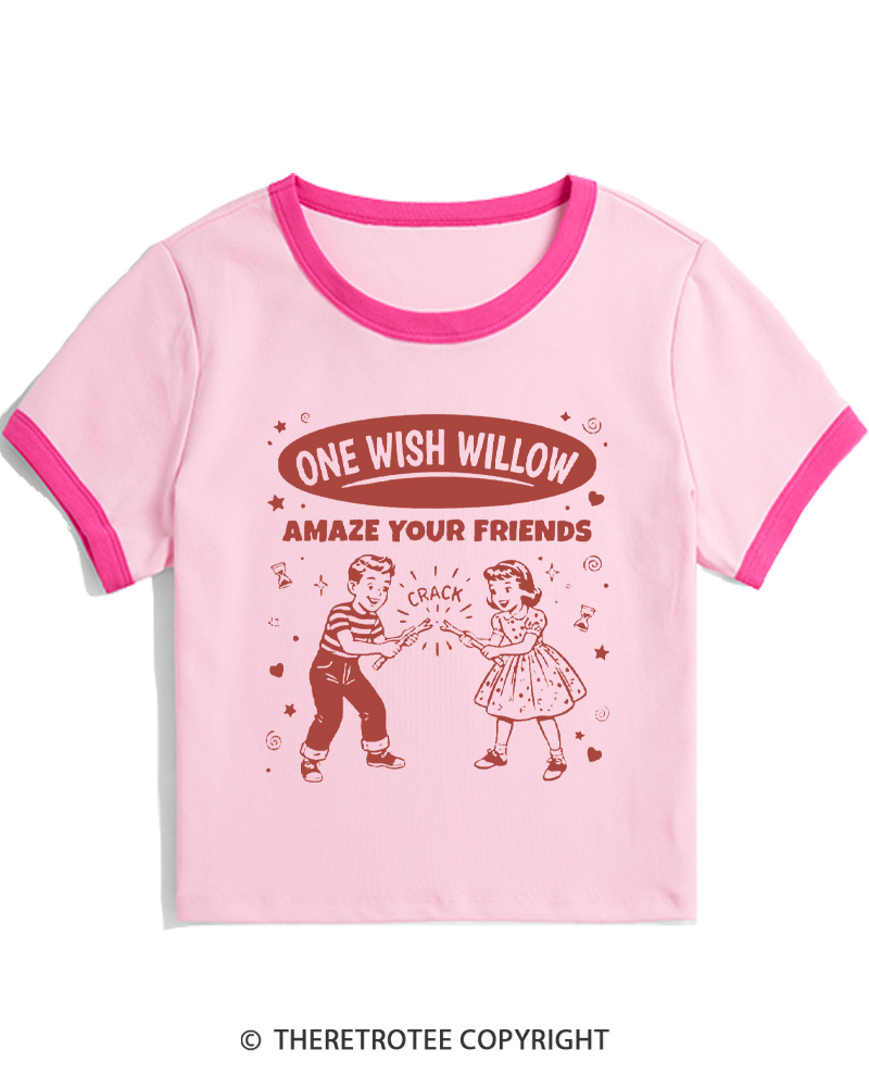 TheRetroTee One Wish Willow Vintage Halloween Women Ringer T-shirt