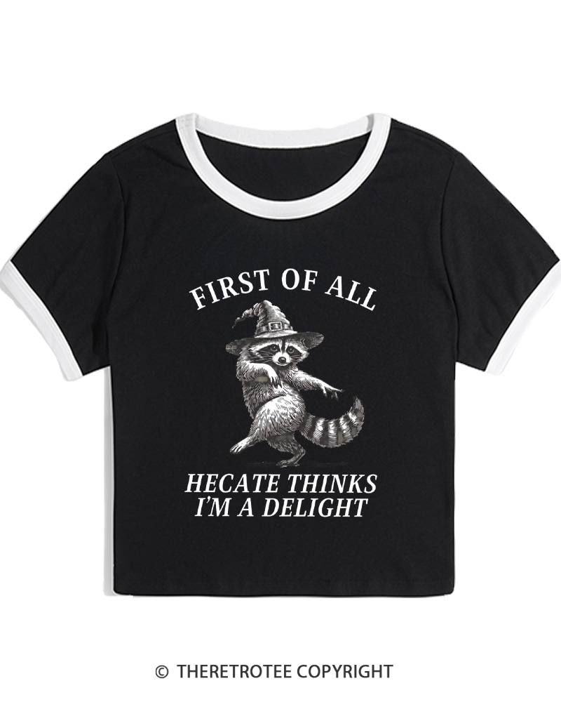 TheRetroTee Feral Halloween Raccoon 1970s Women Ringer T-shirt