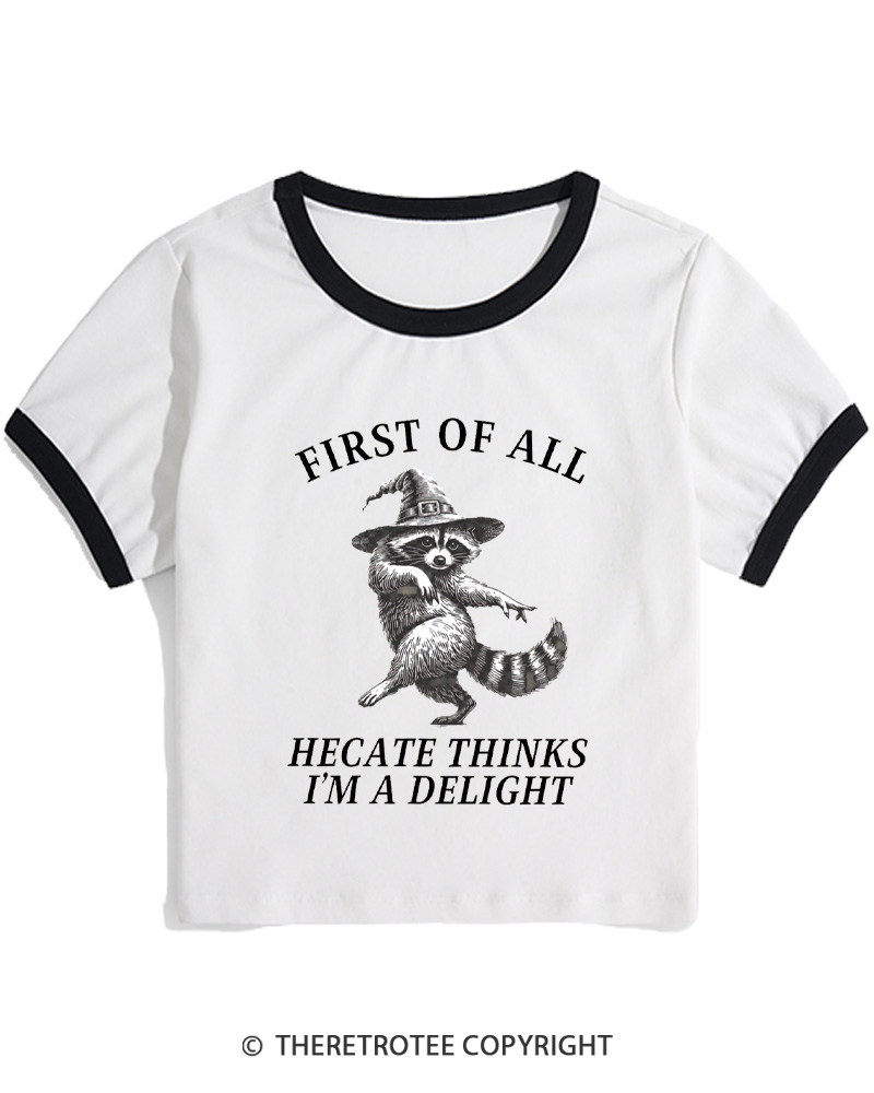 TheRetroTee Feral Halloween Raccoon 1970s Women Ringer T-shirt